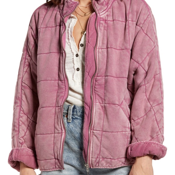 Free People Dolman Quilted Knit Jacket Daphne Pink - Picture 6 of 7